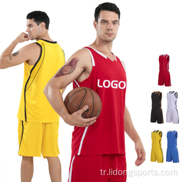 Basketbol üniforma özel yetişkin erkekler basketbol forması seti
